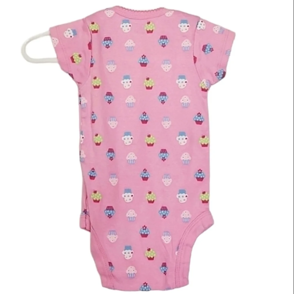 K1071 * Onesies Brand Cupcake Print Bodysuit Pink Size 3-6M